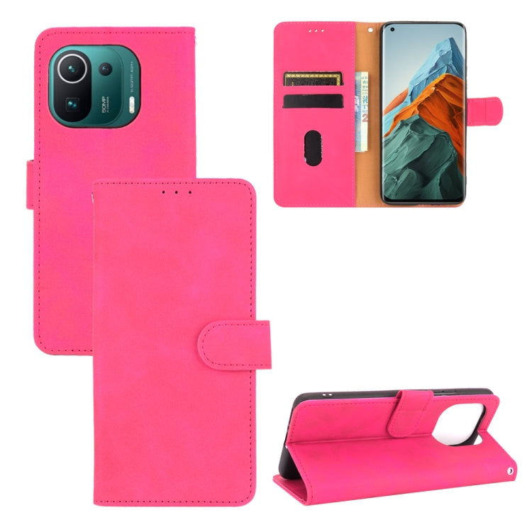 For Xiaomi Mi 11 Pro Solid Color Skin Feel Magnetic Buckle Horizontal Flip Calf Texture PU Leather Case with Holder & Card Slots & Wallet