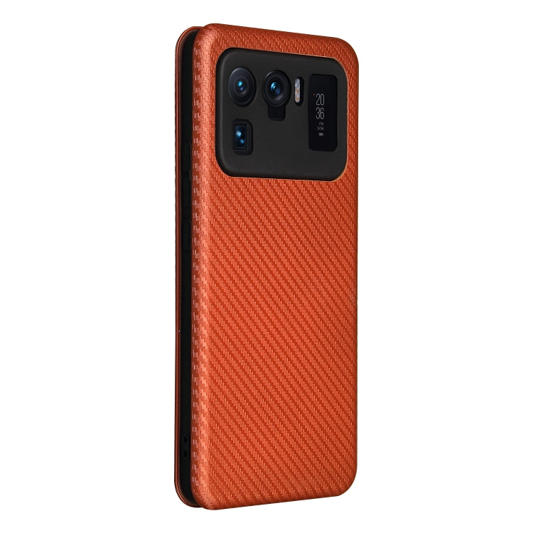 For Xiaomi Mi 11 Ultra Carbon Fiber Texture Horizontal Flip TPU + PC + PU Leather Case with Card Slot