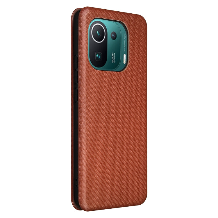 For Xiaomi Mi 11 Pro Carbon Fiber Texture Horizontal Flip TPU + PC + PU Leather Case with Card Slot