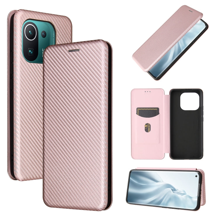 For Xiaomi Mi 11 Pro Carbon Fiber Texture Horizontal Flip TPU + PC + PU Leather Case with Card Slot
