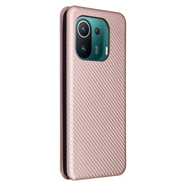 For Xiaomi Mi 11 Pro Carbon Fiber Texture Horizontal Flip TPU + PC + PU Leather Case with Card Slot
