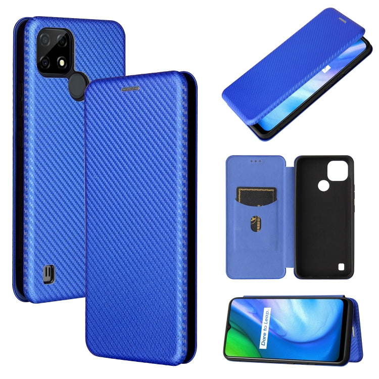 For Realme C21 Carbon Fiber Texture Horizontal Flip TPU + PC + PU Leather Case with Card Slot