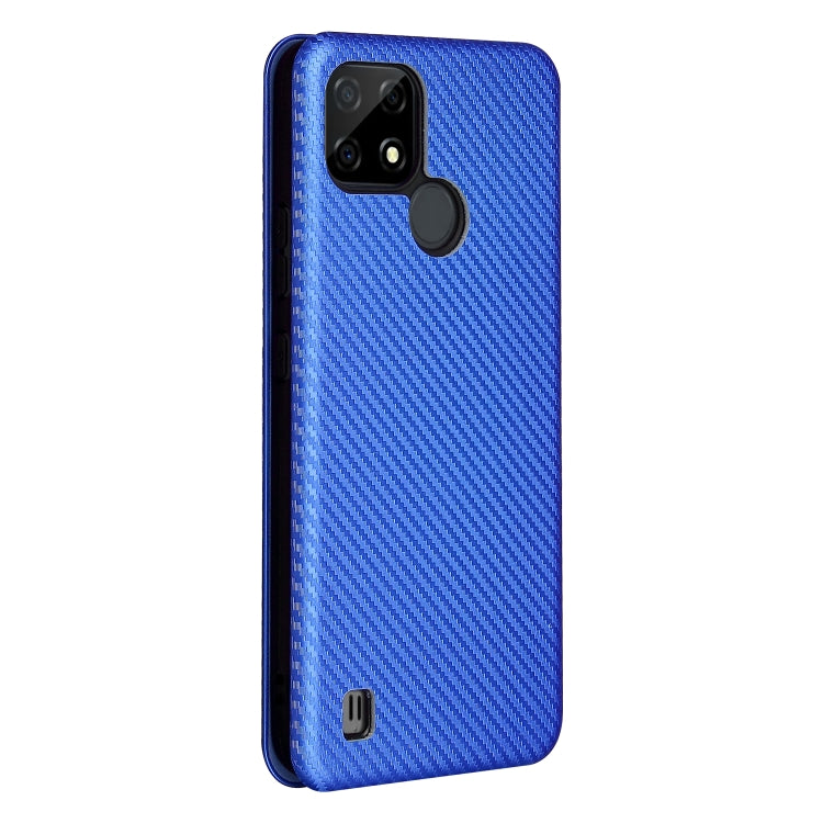 For Realme C21 Carbon Fiber Texture Horizontal Flip TPU + PC + PU Leather Case with Card Slot