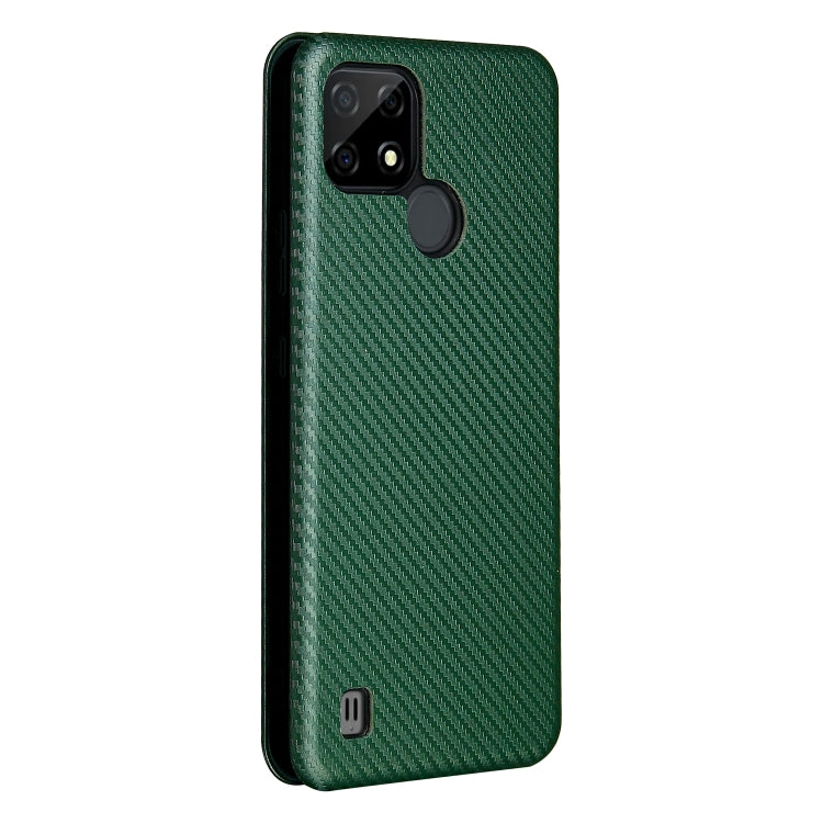 For Realme C21 Carbon Fiber Texture Horizontal Flip TPU + PC + PU Leather Case with Card Slot