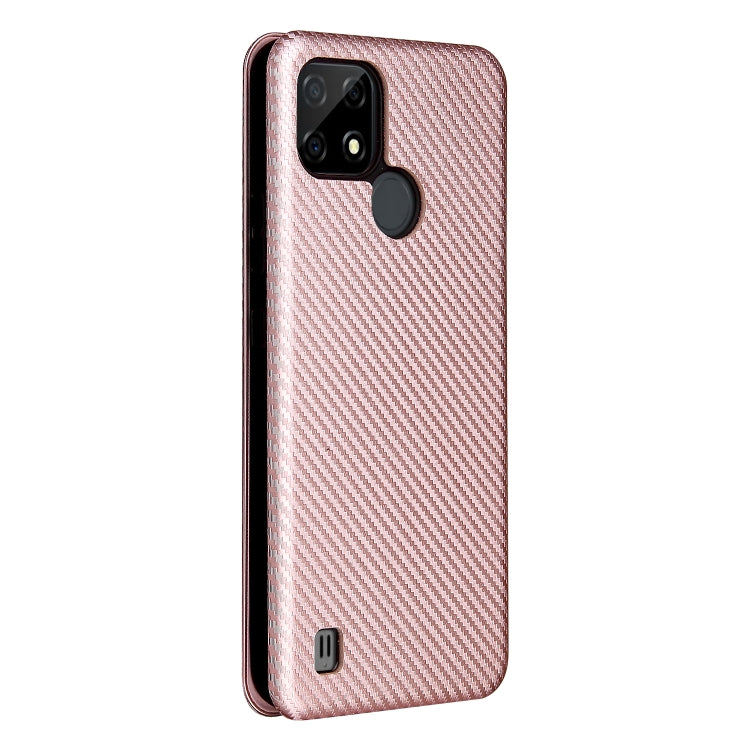 For Realme C21 Carbon Fiber Texture Horizontal Flip TPU + PC + PU Leather Case with Card Slot