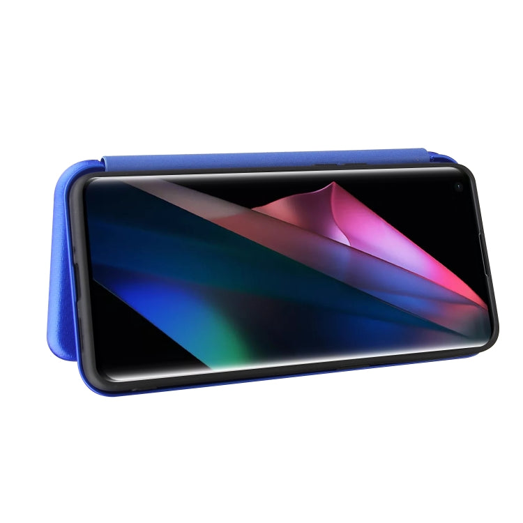 For Oppo Find X3 / X3 Pro Carbon Fiber Texture Horizontal Flip TPU + PC + PU Leather Case with Card Slot