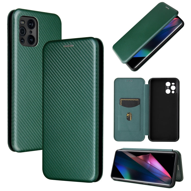 For Oppo Find X3 / X3 Pro Carbon Fiber Texture Horizontal Flip TPU + PC + PU Leather Case with Card Slot