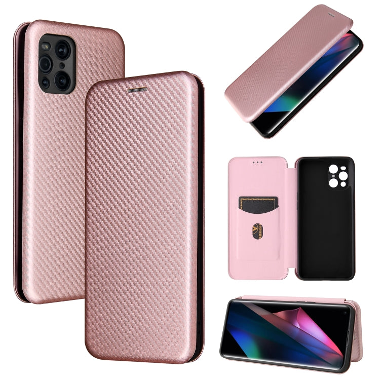 For Oppo Find X3 / X3 Pro Carbon Fiber Texture Horizontal Flip TPU + PC + PU Leather Case with Card Slot