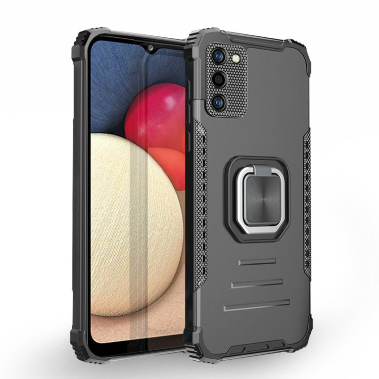 For Samsung Galaxy A02s 164mm Fierce Warrior Series Armor All-inclusive Shockproof Aluminum Alloy + TPU Protective Case with Ring Holder