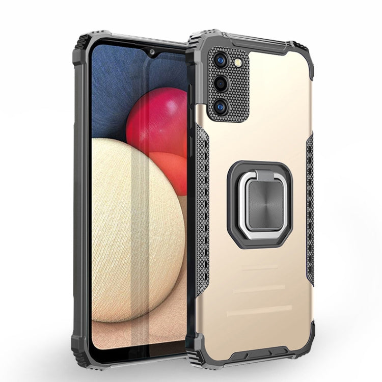 For Samsung Galaxy A02s 164mm Fierce Warrior Series Armor All-inclusive Shockproof Aluminum Alloy + TPU Protective Case with Ring Holder