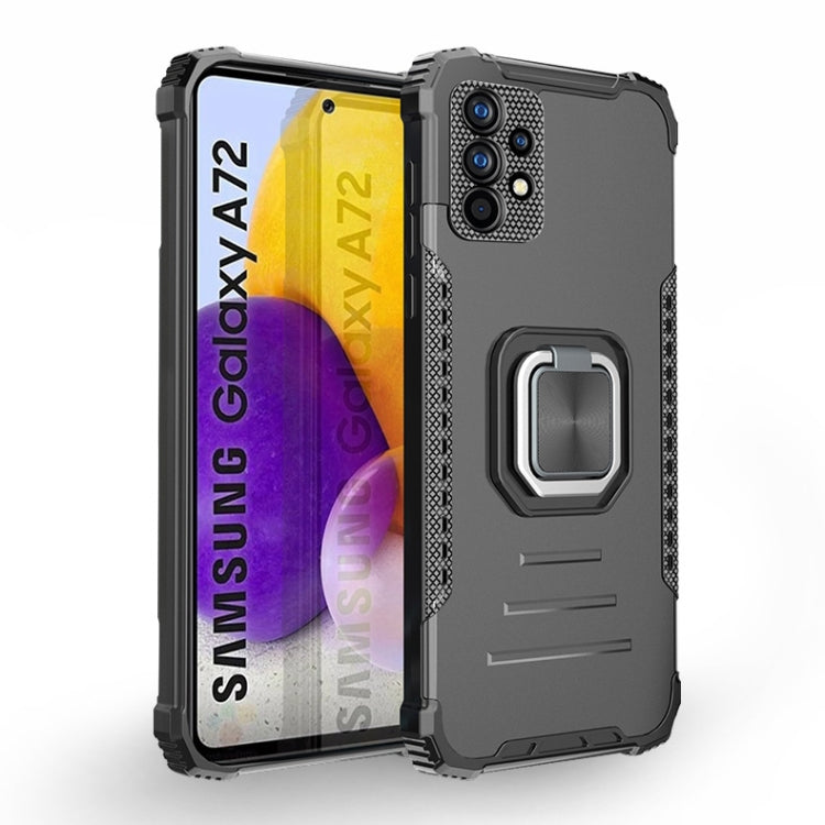 For Samsung Galaxy A72 4G / 5G Fierce Warrior Series Armor All-inclusive Shockproof Aluminum Alloy + TPU Protective Case with Ring Holder