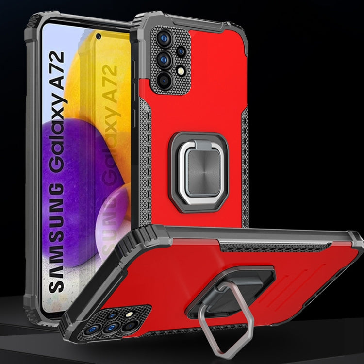 For Samsung Galaxy A72 4G / 5G Fierce Warrior Series Armor All-inclusive Shockproof Aluminum Alloy + TPU Protective Case with Ring Holder