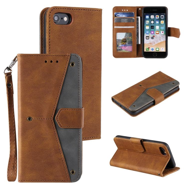 For iPhone SE 2022 / SE 2020 / 8 / 7 Stitching Calf Texture Horizontal Flip Leather Case with Holder & Card Slots & Wallet