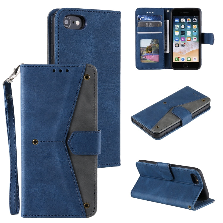 For iPhone SE 2022 / SE 2020 / 8 / 7 Stitching Calf Texture Horizontal Flip Leather Case with Holder & Card Slots & Wallet