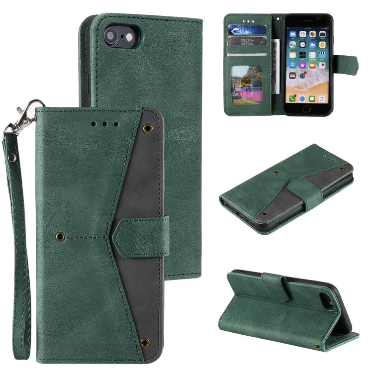 For iPhone SE 2022 / SE 2020 / 8 / 7 Stitching Calf Texture Horizontal Flip Leather Case with Holder & Card Slots & Wallet