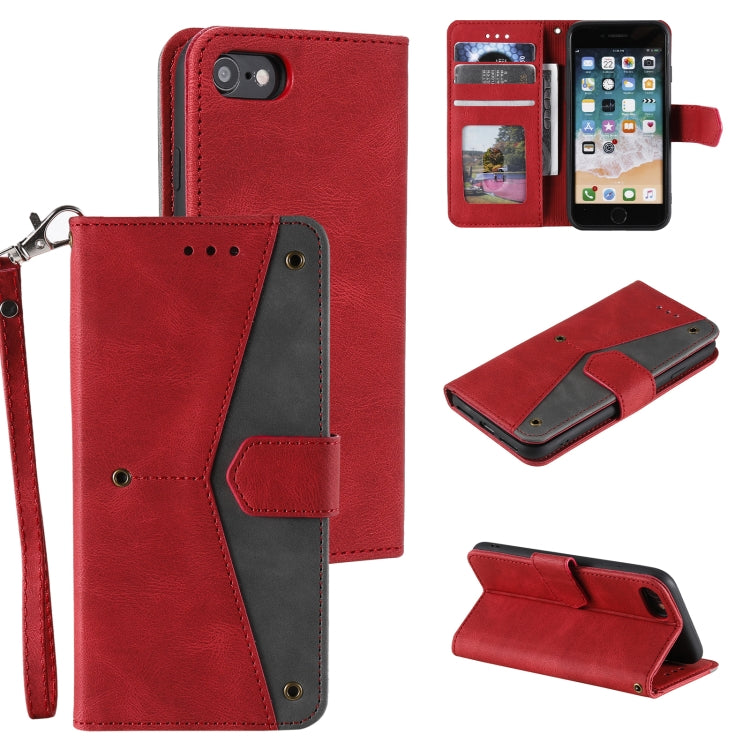 For iPhone SE 2022 / SE 2020 / 8 / 7 Stitching Calf Texture Horizontal Flip Leather Case with Holder & Card Slots & Wallet