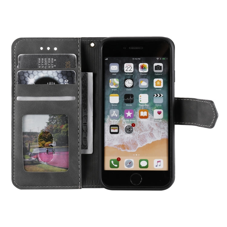 For iPhone SE 2022 / SE 2020 / 8 / 7 Stitching Calf Texture Horizontal Flip Leather Case with Holder & Card Slots & Wallet