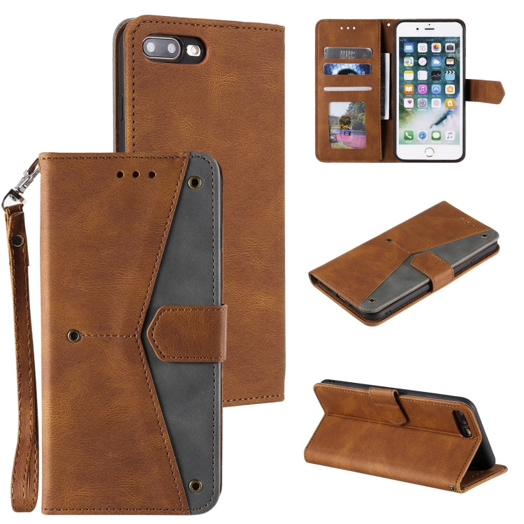 Stitching Calf Texture Horizontal Flip Leather Case with Holder & Card Slots & Wallet For iPhone 8 Plus / 7 Plus