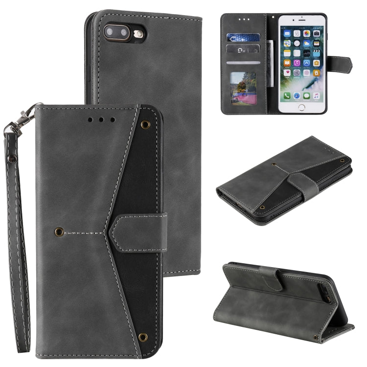 Stitching Calf Texture Horizontal Flip Leather Case with Holder & Card Slots & Wallet For iPhone 8 Plus / 7 Plus