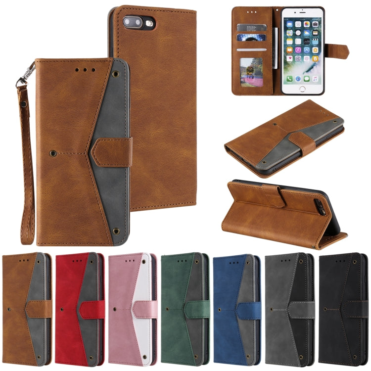 Stitching Calf Texture Horizontal Flip Leather Case with Holder & Card Slots & Wallet For iPhone 8 Plus / 7 Plus