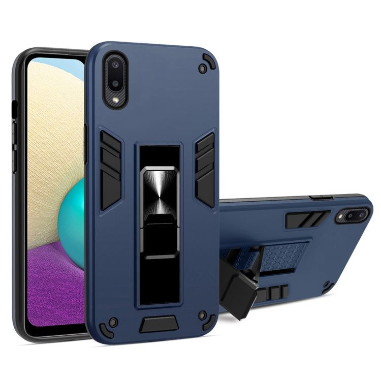 For Samsung Galaxy A02 2 in 1 PC + TPU Shockproof Protective Case with Invisible Holder