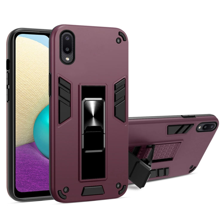 For Samsung Galaxy A02 2 in 1 PC + TPU Shockproof Protective Case with Invisible Holder