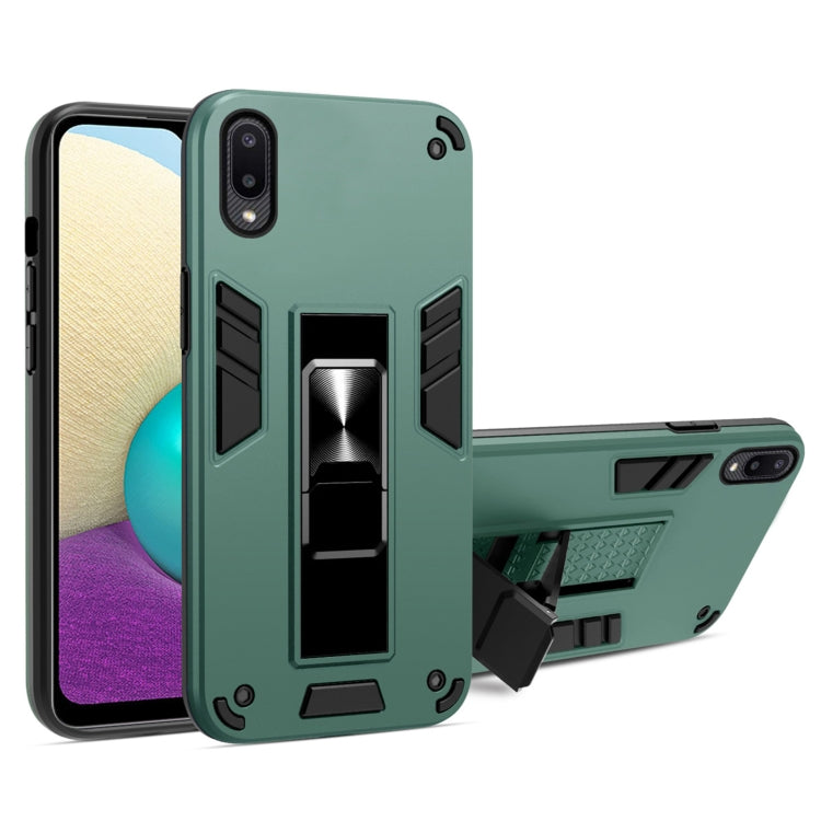 For Samsung Galaxy A02 2 in 1 PC + TPU Shockproof Protective Case with Invisible Holder