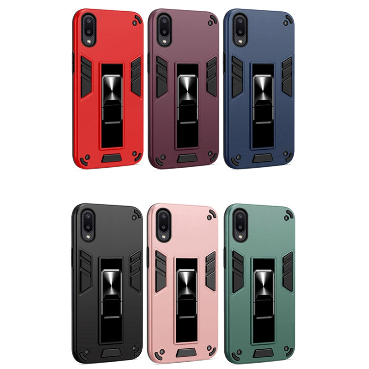 For Samsung Galaxy A02 2 in 1 PC + TPU Shockproof Protective Case with Invisible Holder