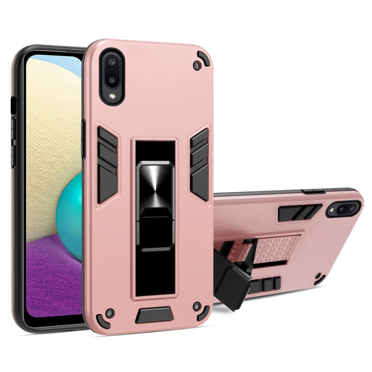 For Samsung Galaxy A02 2 in 1 PC + TPU Shockproof Protective Case with Invisible Holder