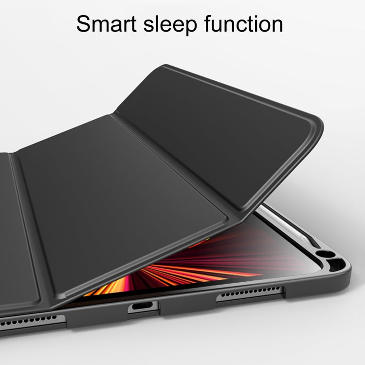 For iPad Pro 11 2022 / 2021 Lychee Peel Texture Horizontal Deformation Flip TPU Leather Tablet Case with Three-folding Holder & Sleep / Wake-up Function