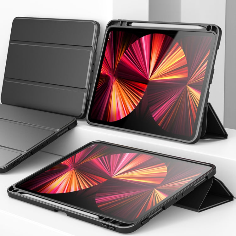 For iPad Pro 11 2022 / 2021 Lychee Peel Texture Horizontal Deformation Flip TPU Leather Tablet Case with Three-folding Holder & Sleep / Wake-up Function