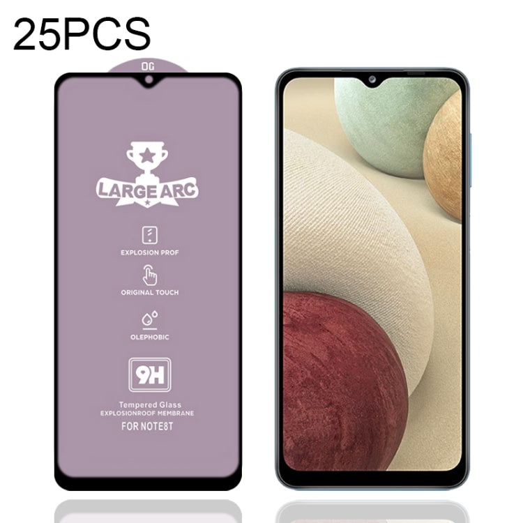 For Samsung Galaxy A12 5G / A12 / A12 Nacho / M12 / A13 5G 25 PCS 9H HD Large Arc High Alumina Full Screen Tempered Glass Film