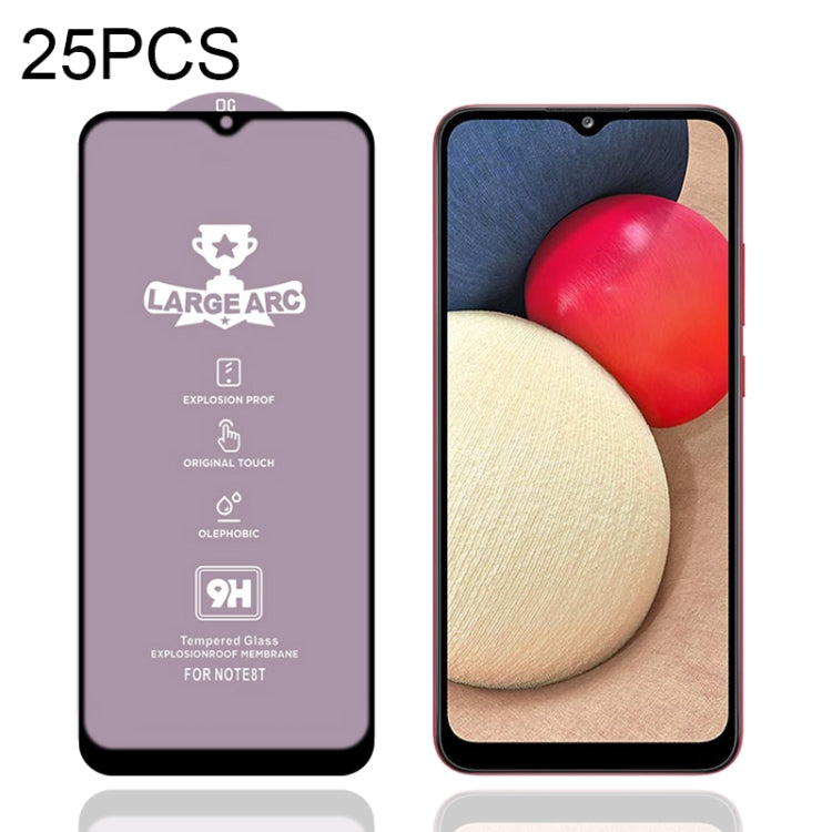 For Samsung Galaxy A02s 25 PCS 9H HD Large Arc High Alumina Full Screen Tempered Glass Film