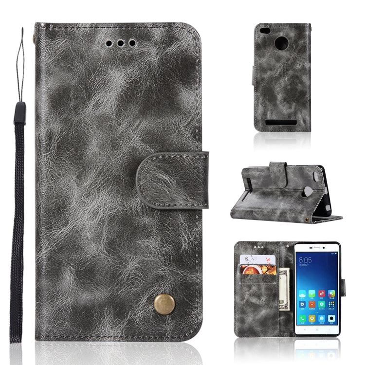 For Xiaomi Redmi 3S Retro Copper Button Crazy Horse Horizontal Flip PU Leather Case with Holder & Card Slots & Wallet & Lanyard