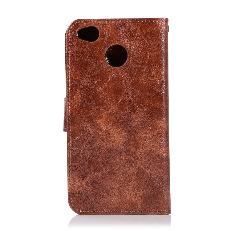 For Xiaomi Redmi 4X Retro Copper Button Crazy Horse Horizontal Flip PU Leather Case with Holder & Card Slots & Wallet & Lanyard