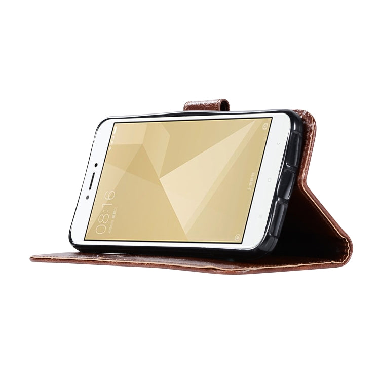 For Xiaomi Redmi 4X Retro Copper Button Crazy Horse Horizontal Flip PU Leather Case with Holder & Card Slots & Wallet & Lanyard