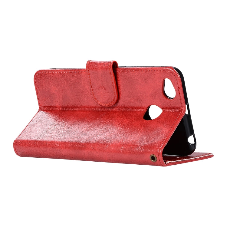 For Xiaomi Redmi 4X Retro Copper Button Crazy Horse Horizontal Flip PU Leather Case with Holder & Card Slots & Wallet & Lanyard