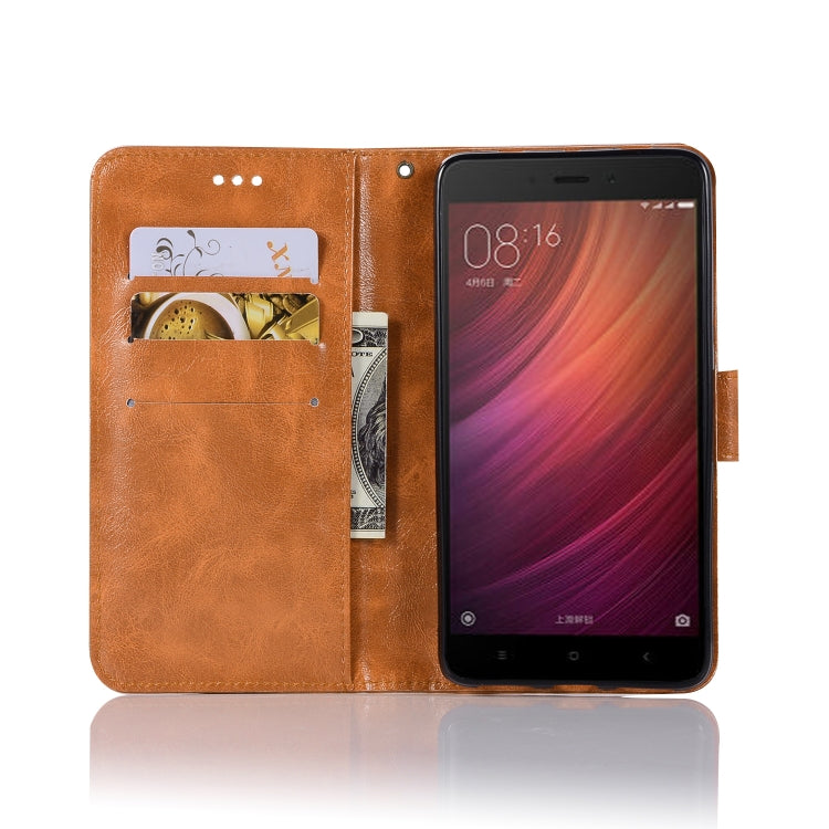 For Xiaomi Redmi Note 4 Retro Copper Button Crazy Horse Horizontal Flip PU Leather Case with Holder & Card Slots & Wallet & Lanyard