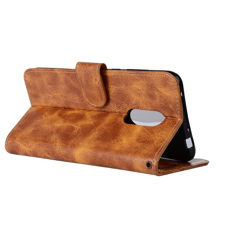 For Xiaomi Redmi 5 Retro Copper Button Crazy Horse Horizontal Flip PU Leather Case with Holder & Card Slots & Wallet & Lanyard
