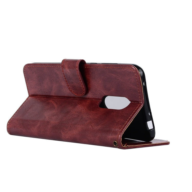 For Xiaomi Redmi 5 Plus Retro Copper Button Crazy Horse Horizontal Flip PU Leather Case with Holder & Card Slots & Wallet & Lanyard
