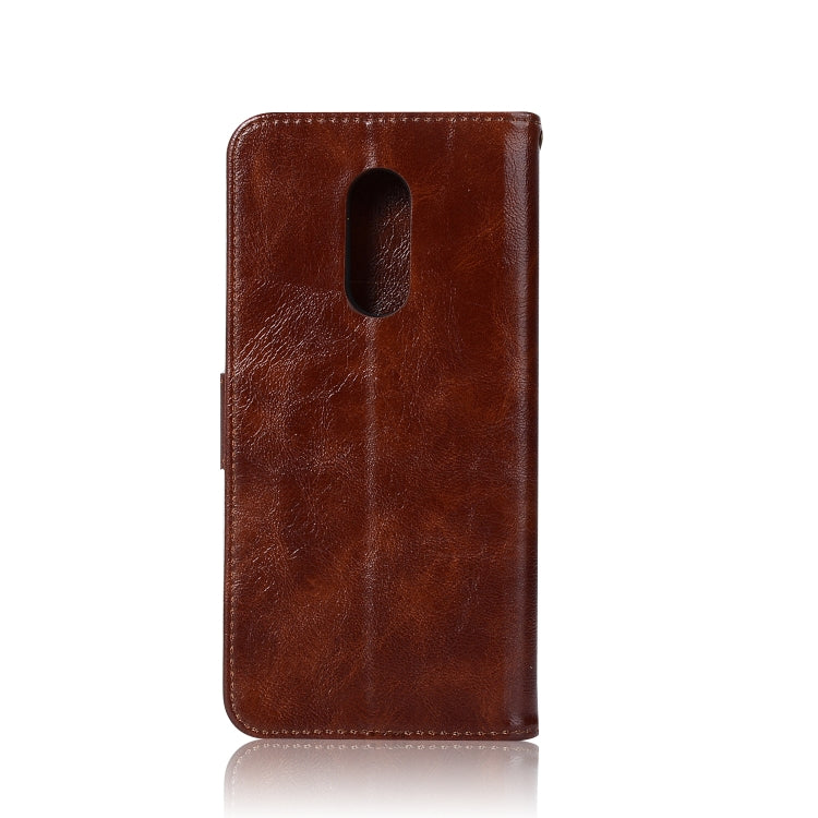 For Xiaomi Redmi 5 Plus Retro Copper Button Crazy Horse Horizontal Flip PU Leather Case with Holder & Card Slots & Wallet & Lanyard