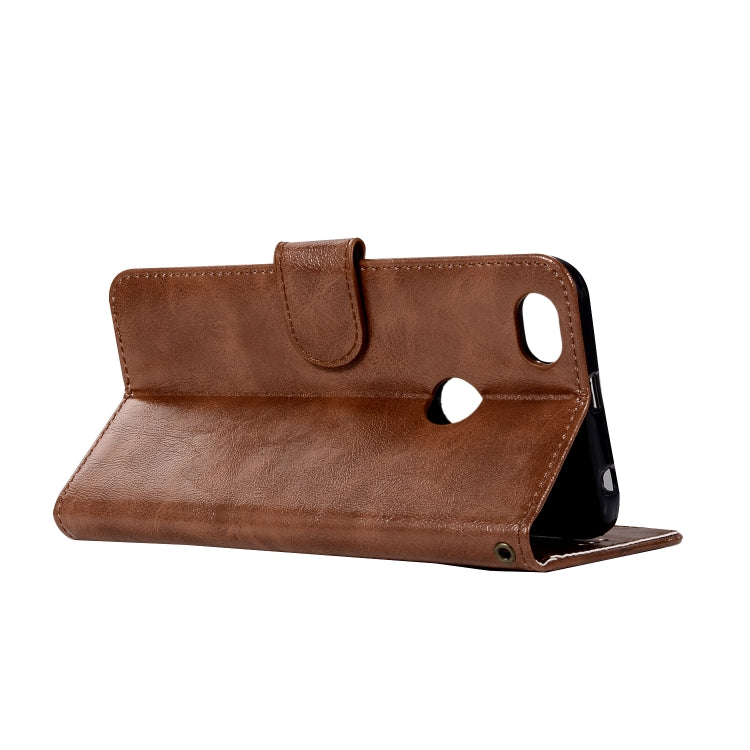 For Xiaomi Redmi Note 5A Retro Copper Button Crazy Horse Horizontal Flip PU Leather Case with Holder & Card Slots & Wallet & Lanyard