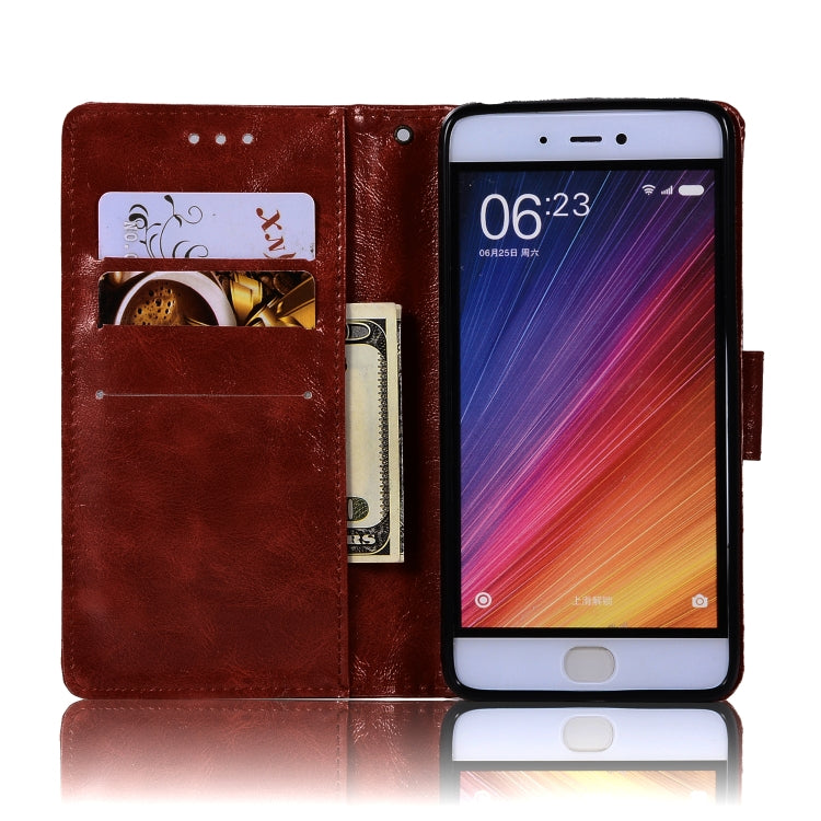 For Xiaomi Mi 5S Retro Copper Button Crazy Horse Horizontal Flip PU Leather Case with Holder & Card Slots & Wallet & Lanyard