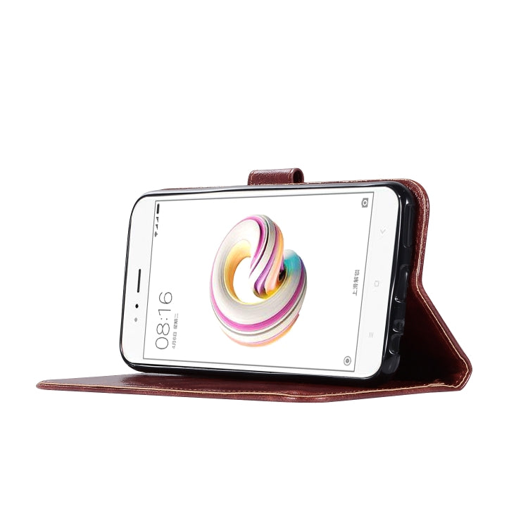 For Xiaomi Mi 5X Retro Copper Button Crazy Horse Horizontal Flip PU Leather Case with Holder & Card Slots & Wallet & Lanyard