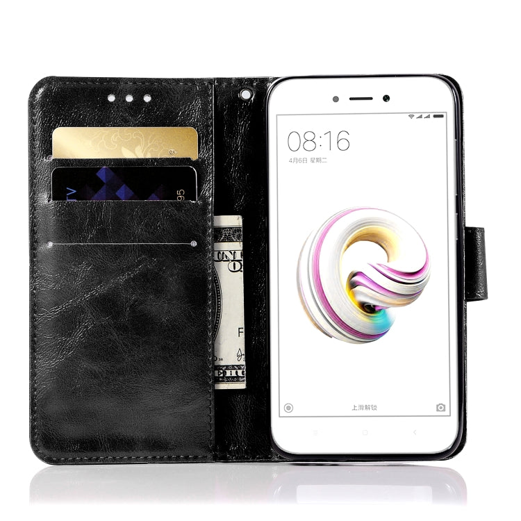 For Xiaomi Redmi 5A Retro Copper Button Crazy Horse Horizontal Flip PU Leather Case with Holder & Card Slots & Wallet & Lanyard