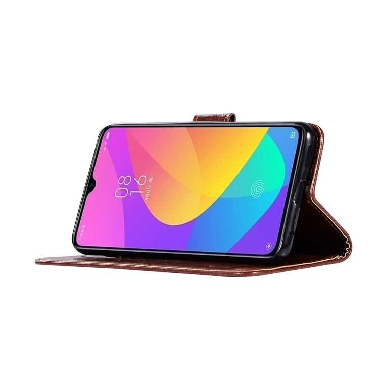 For Xiaomi Mi CC9 Retro Copper Button Crazy Horse Horizontal Flip PU Leather Case with Holder & Card Slots & Wallet & Lanyard