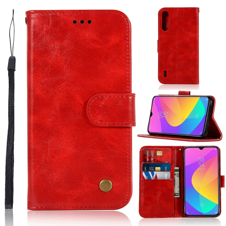 For Xiaomi Mi CC9 Retro Copper Button Crazy Horse Horizontal Flip PU Leather Case with Holder & Card Slots & Wallet & Lanyard