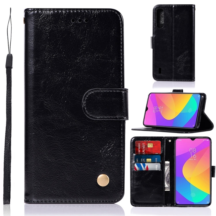 For Xiaomi Mi CC9 Retro Copper Button Crazy Horse Horizontal Flip PU Leather Case with Holder & Card Slots & Wallet & Lanyard