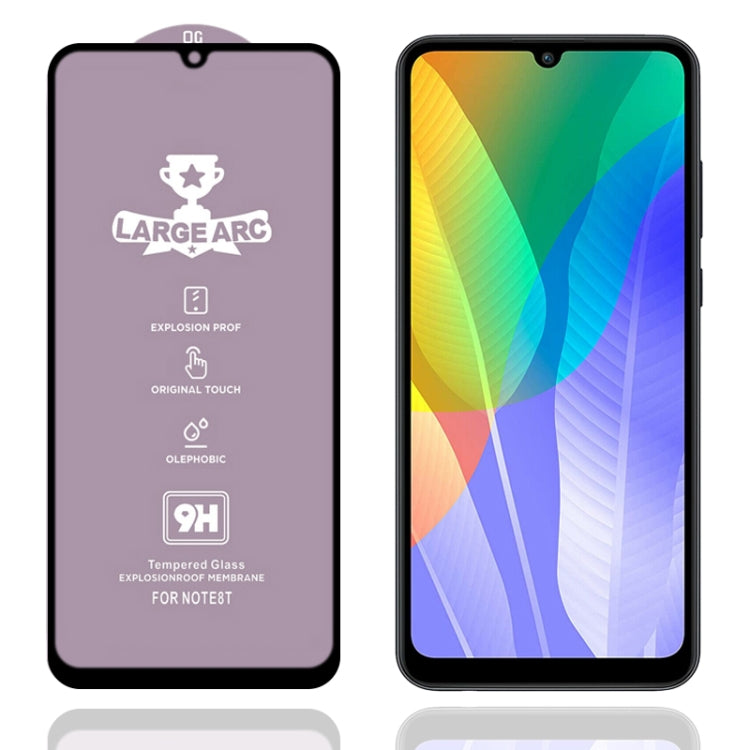 For Huawei Y6p 9H HD Large Arc High Alumina Full Screen Tempered Glass Film