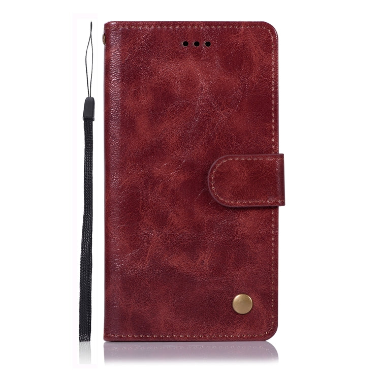 For Sony Xperia XZ3 Retro Copper Button Crazy Horse Horizontal Flip PU Leather Case with Holder & Card Slots & Wallet & Lanyard